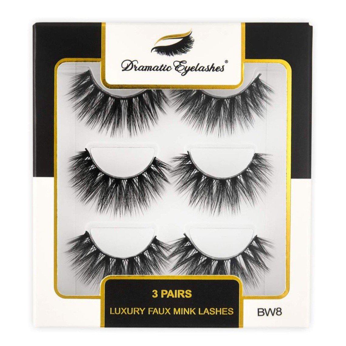 BW8: Multipack (3 Pairs) 3D Luxury Faux Mink Dramatic Eyelashes-Dramatic Eyelashes