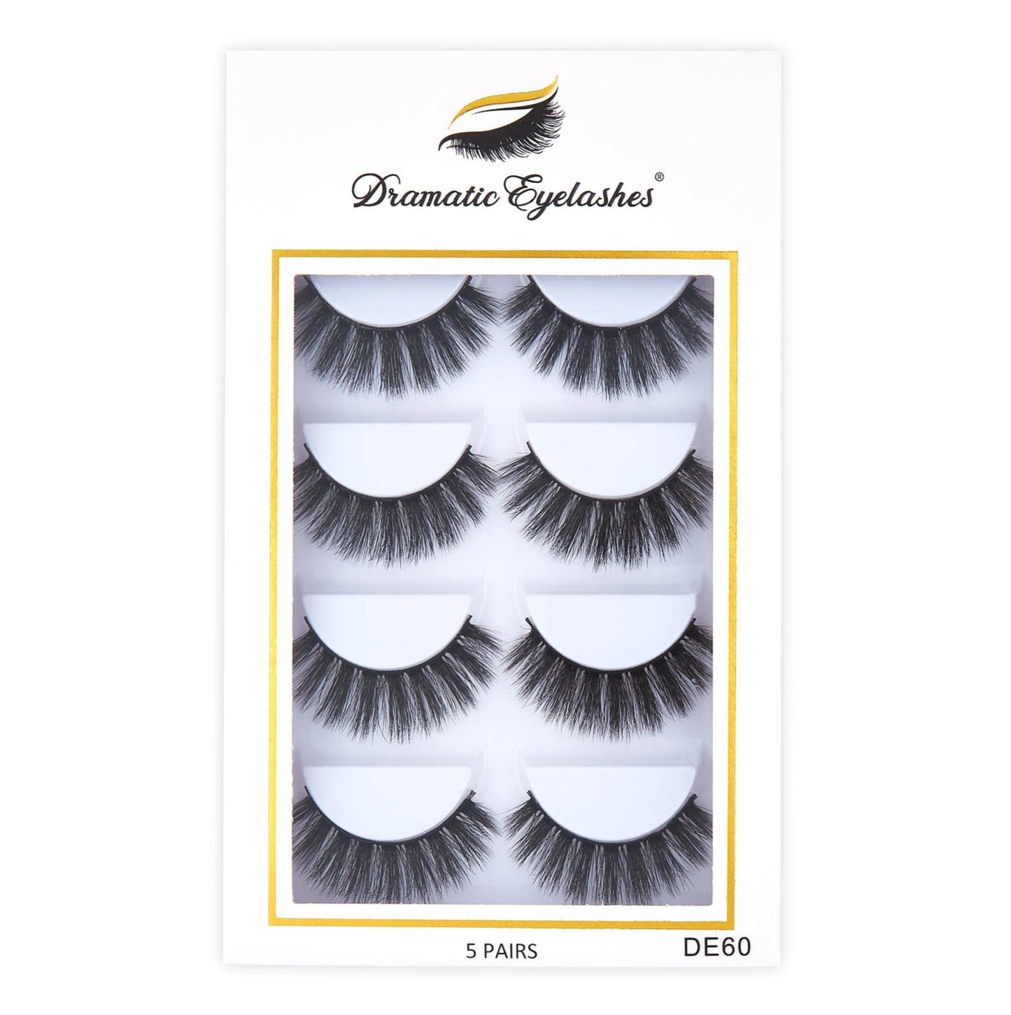 DE60 in box: Multipack (5 Pairs) 3D Mink Fluffy Doll Eyelashes -Dramatic Eyelashes