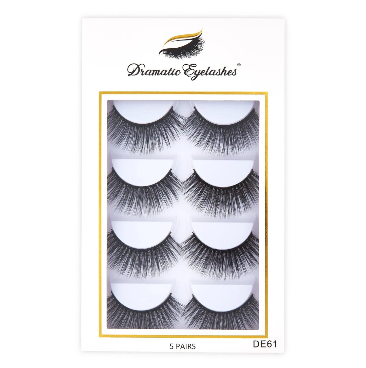 DE61 box: Multipack (5 Pairs) 3D Mink Long Light Eyelashes - Dramatic Eyelashes