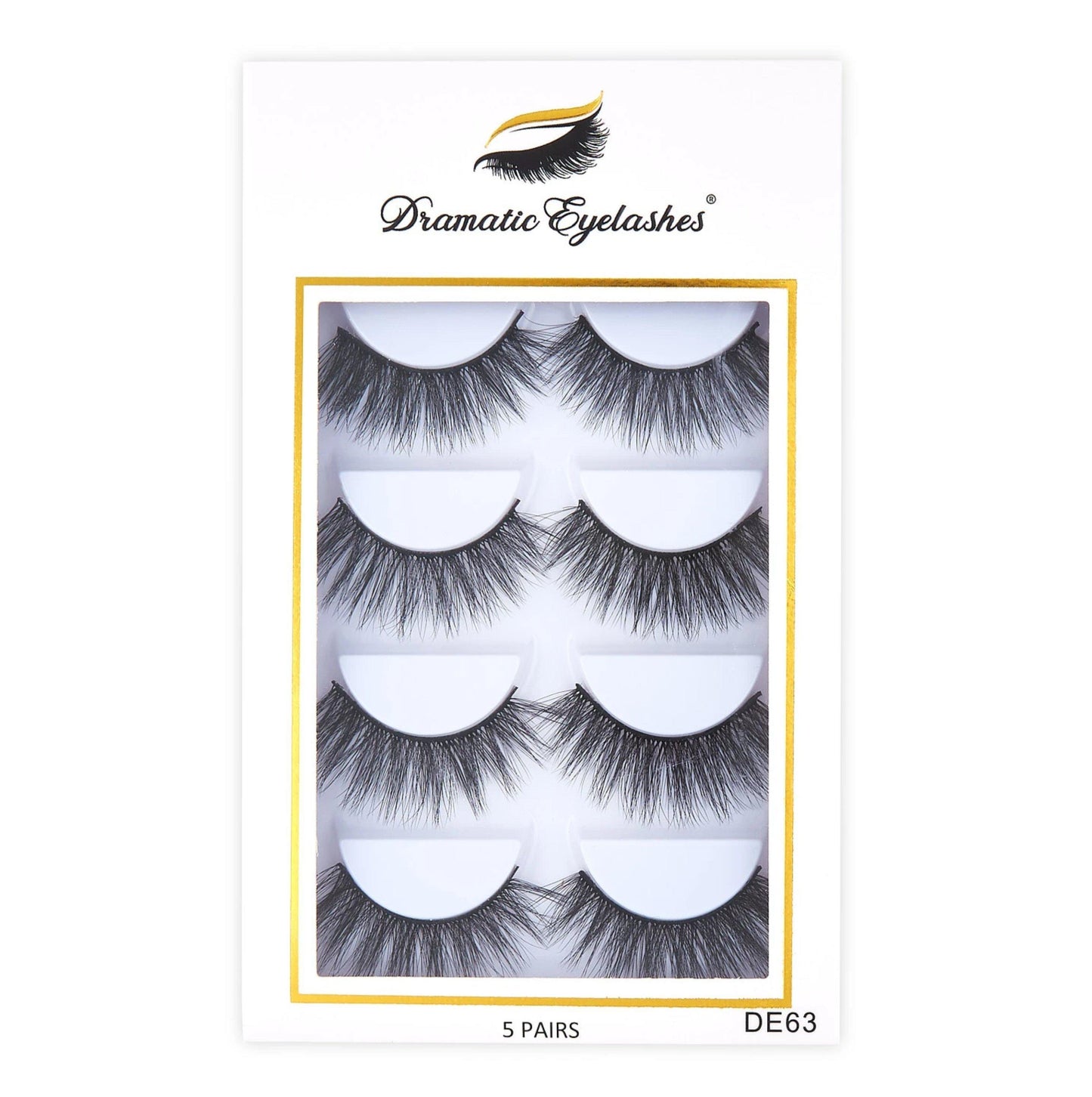 DE63 Box: Multipack (5 Pairs) 3D Mink Cat Shape Light Fluffy Winged Eyelashes - Dramatic Eyelashes