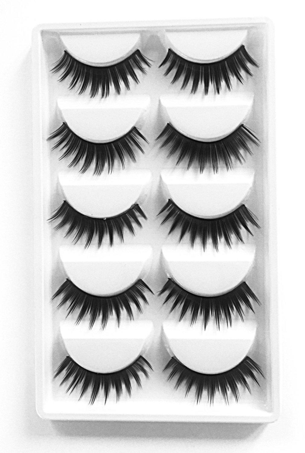 Multi-Pack (5 Pairs) False Black Synthetic Eyelashes-Eyelashes-Dramatic Eyelashes