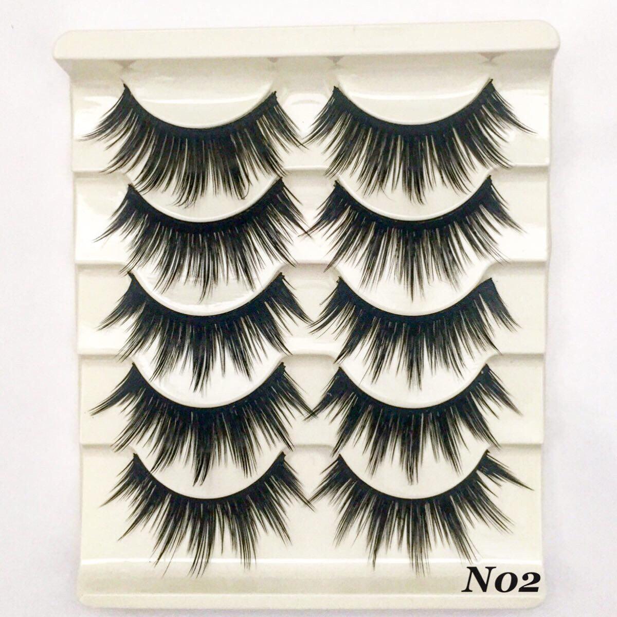 N02: Multi-Pack (5 Pairs) Dramatic False Black Eyelashes - Dramatic Eyelashes