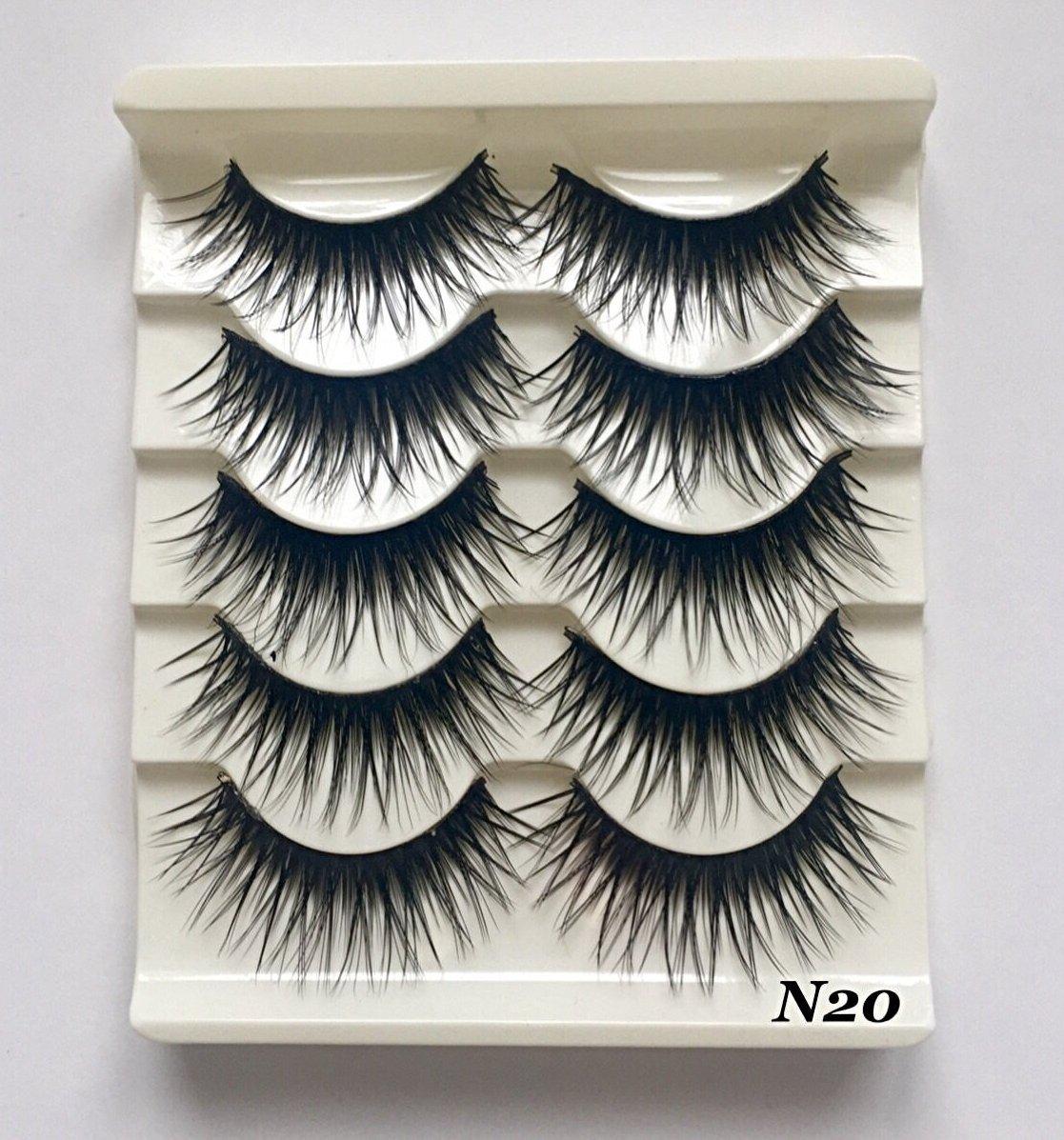 N20: Multi-Pack (5 Pairs) False Black Wispy Eyelashes-Eyelashes-Dramatic Eyelashes