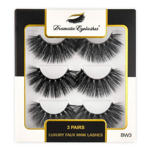 BW3: Multipack (3 Pairs) 3D Luxury Faux Mink Dramatic Eyelashes - Dramatic Eyelashes