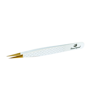 Dramatic Eyelashes - White with Gold Tip, Straight tweezers are perfect for Classic, Russian Volume and Pre-Fanned Application.