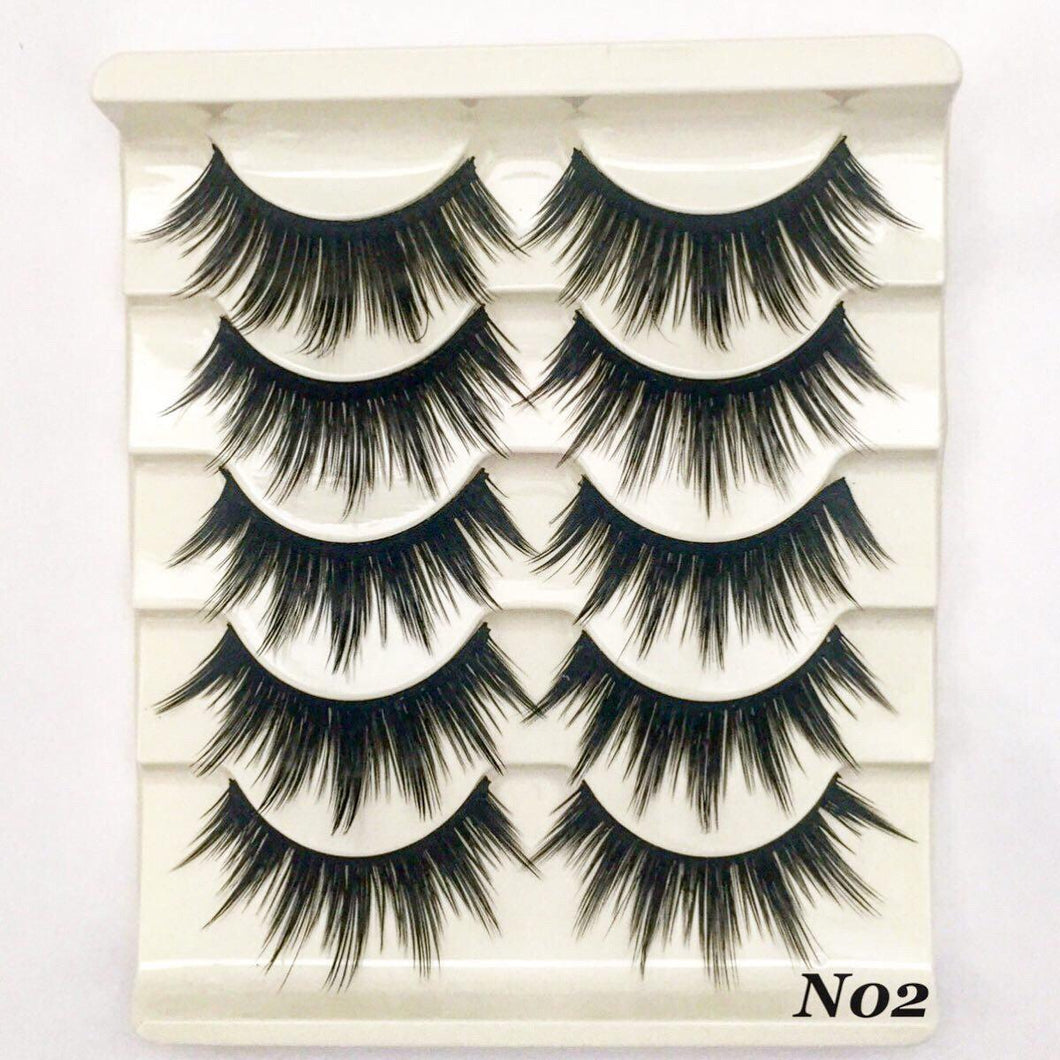 N02: Multi-Pack (5 Pairs) Dramatic False Black Eyelashes - Dramatic Eyelashes